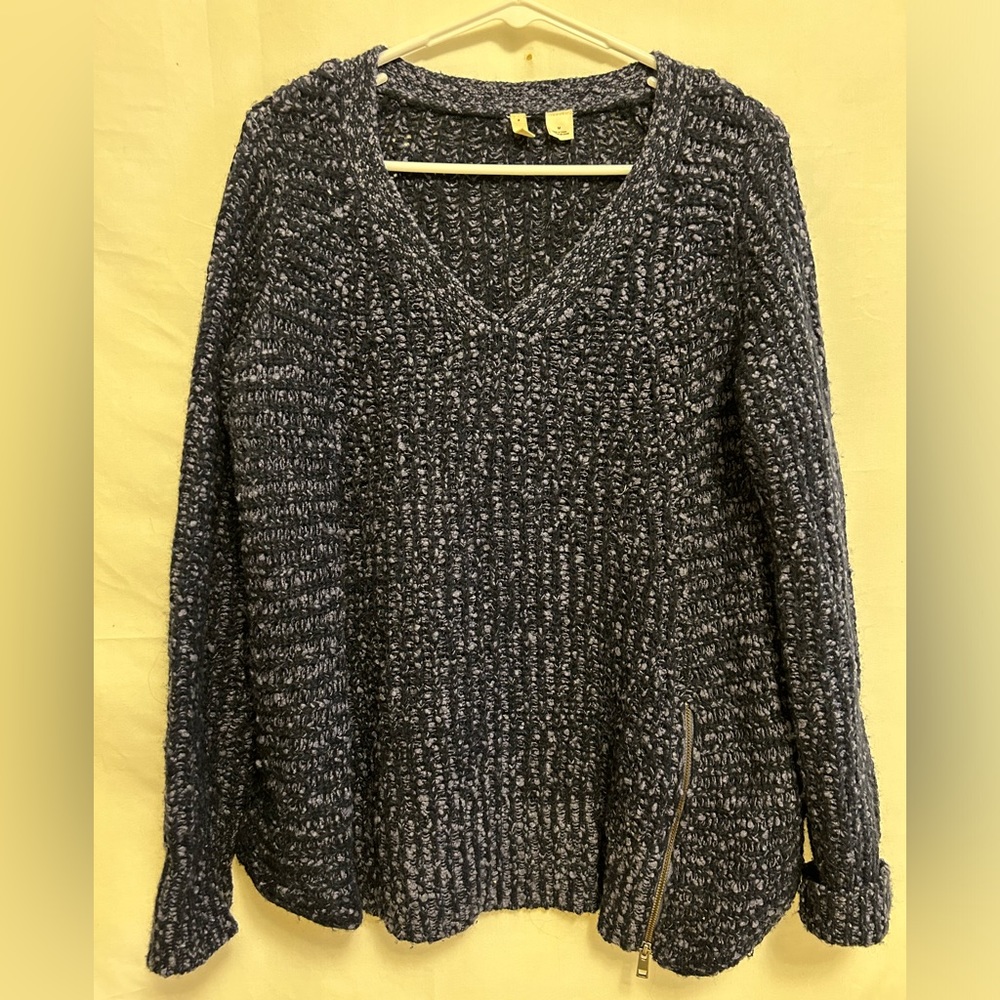 Anthropologie Moth‎ Zipped Stitch Chunky Knit Pullover Sweater Size Medium